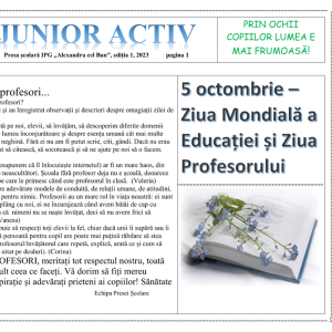 5 octombrie – Ziua Mondială a Educației și Ziua Profesorului